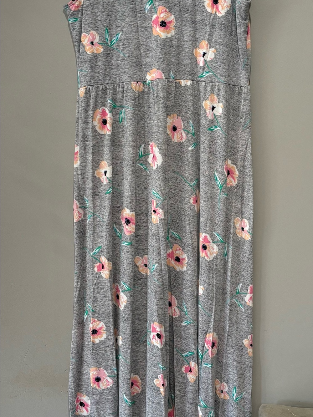 SO Floral Criss-Cross Back Maxi Dress XL Gray Pink